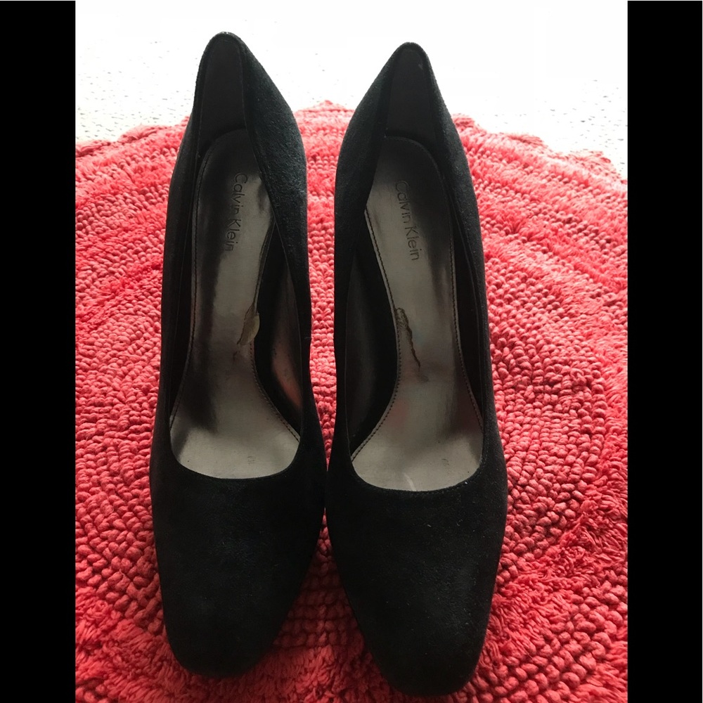 Calvin Klein 3 inch suede with ostrich lining heel